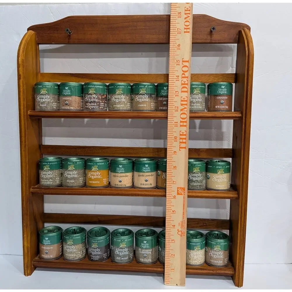 Vintage Wooden Spice Rack Wall Mount 3 Tier Kitchen Shelf 24 New Simply Organic